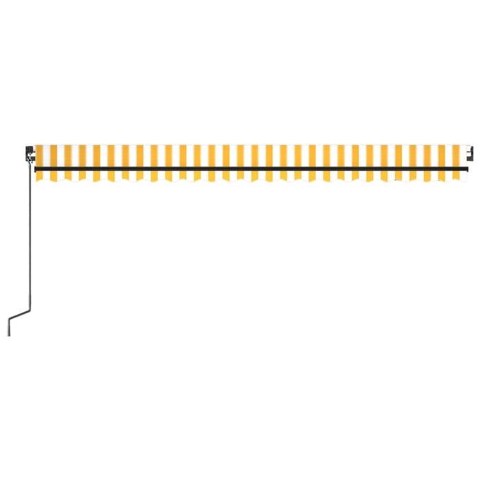 Copertină retractabilă manual cu LED, galben și alb, 500x300 cm