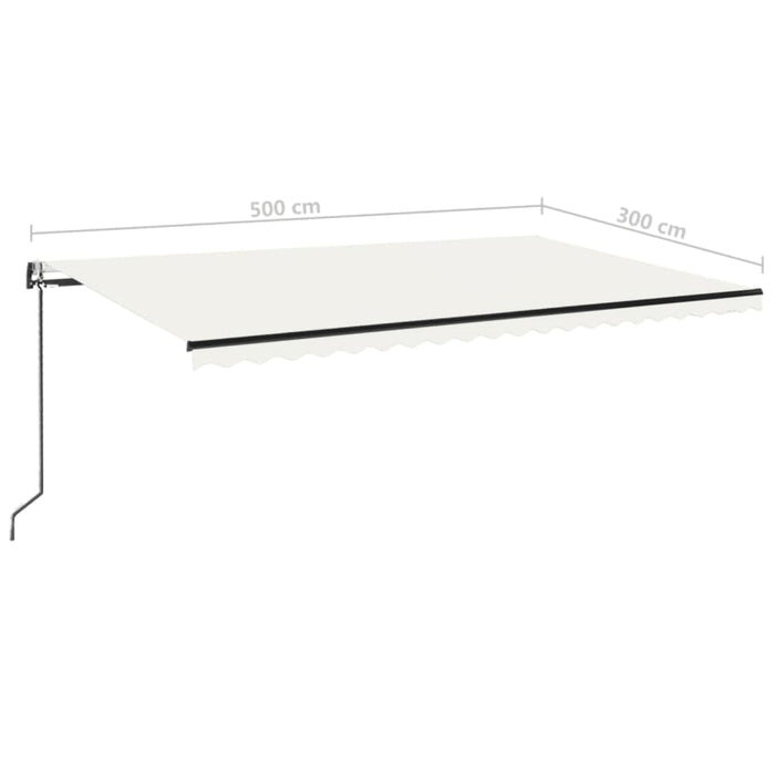 Copertină automată cu senzor vânt & LED, crem, 500x300 cm