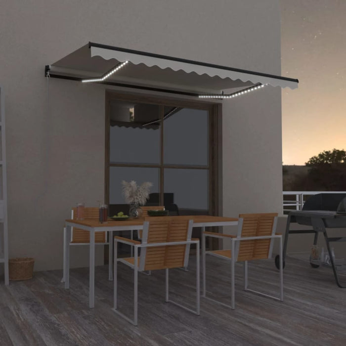 Copertină retractabilă manuală, cu LED, crem, 400x350 cm