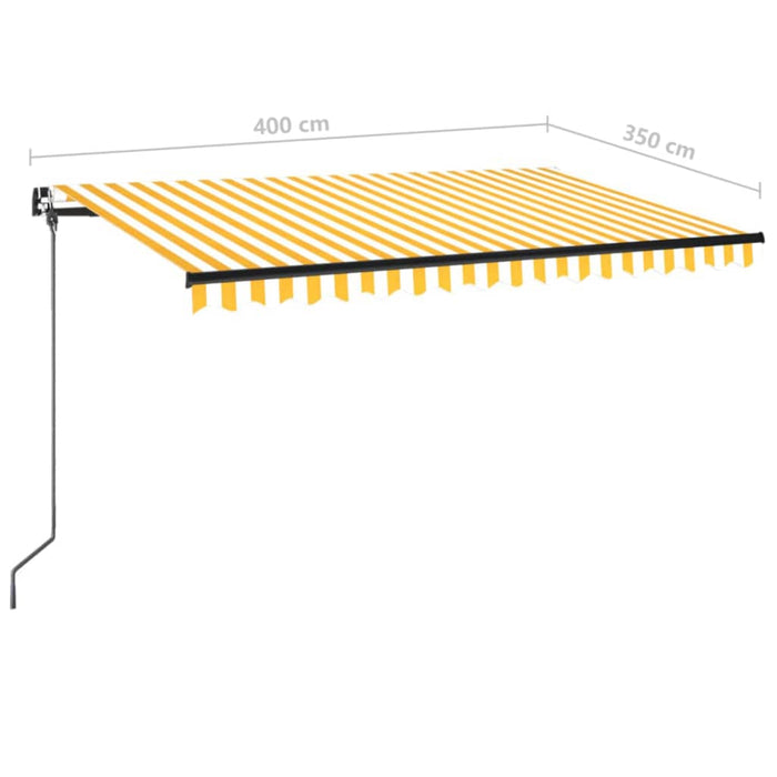 Copertină retractabilă manual cu LED, galben și alb, 400x350 cm