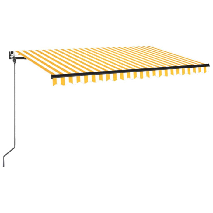 Copertină retractabilă manual cu LED, galben și alb, 450x350 cm