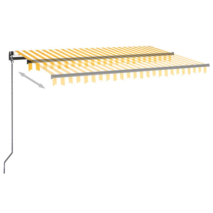 Copertină retractabilă manual cu LED, galben și alb, 450x350 cm