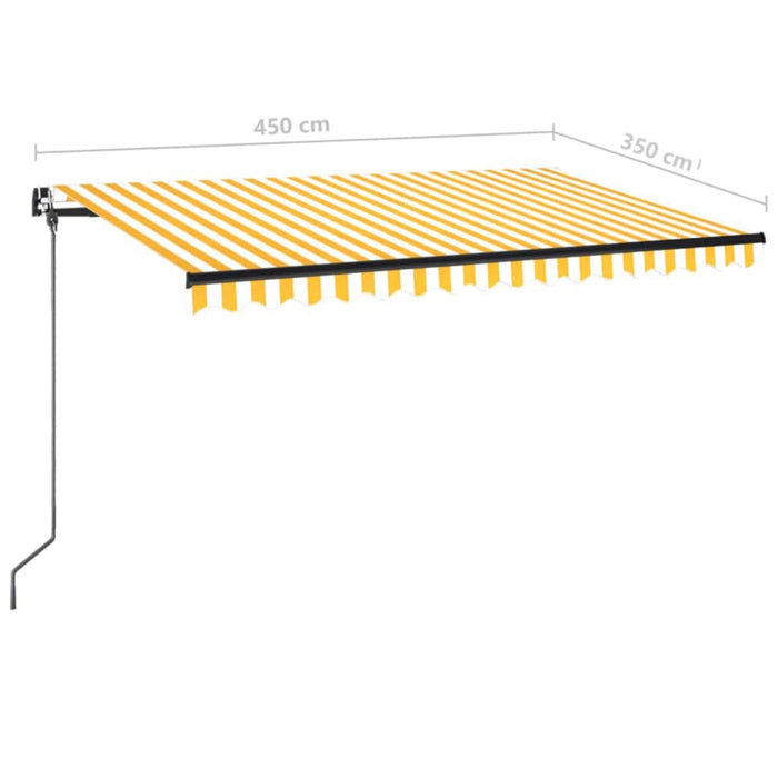 Copertină retractabilă manual cu LED, galben și alb, 450x350 cm