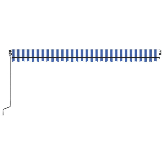 Copertină retractabilă manual, albastru și alb, 500x350 cm