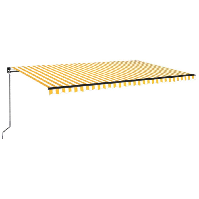 Copertină retractabilă manual, galben și alb, 500x350 cm