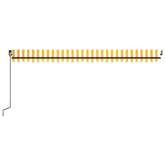 Copertină retractabilă manual, galben și alb, 500x350 cm