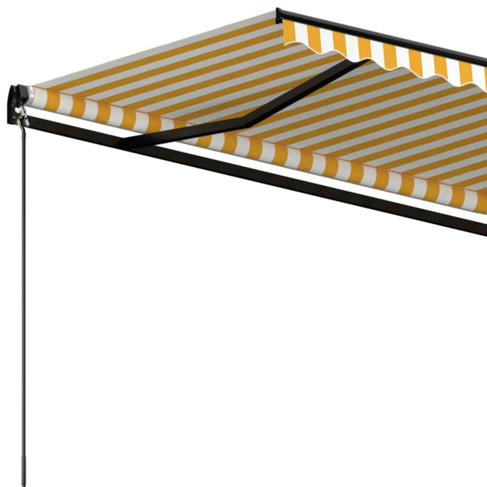 Copertină retractabilă manual, galben și alb, 500x350 cm