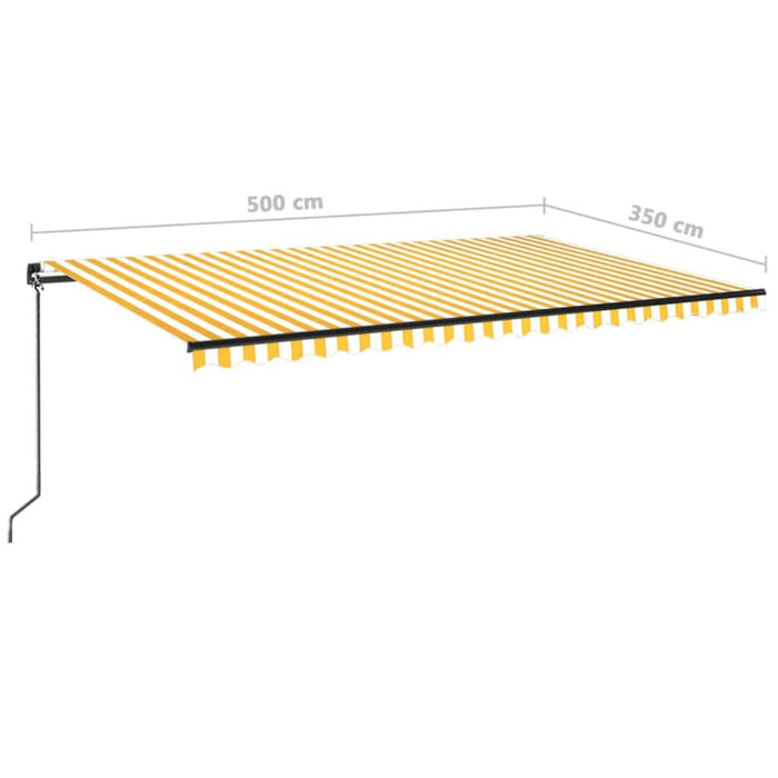 Copertină retractabilă manual, galben și alb, 500x350 cm