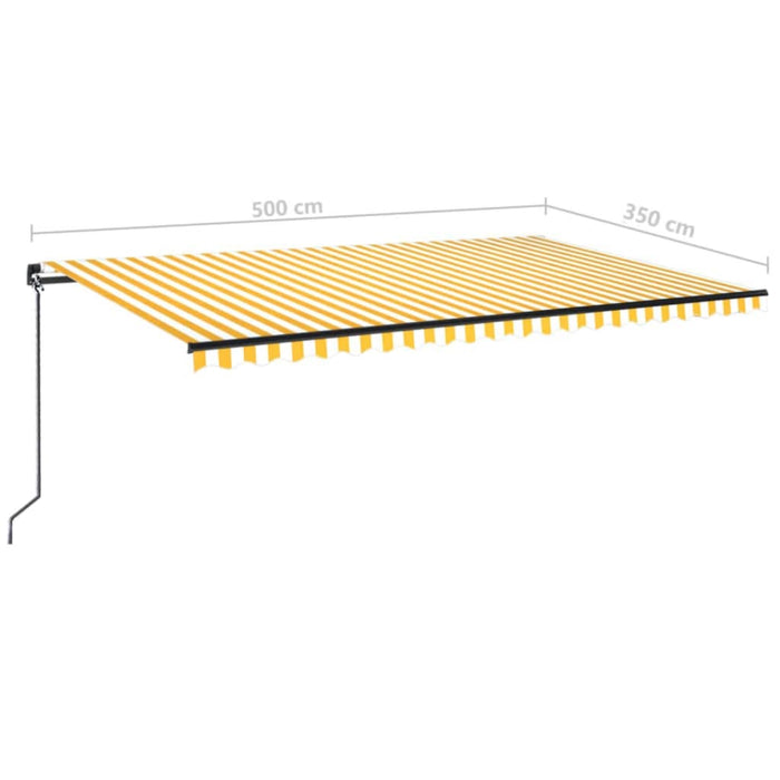 Copertină retractabilă manual cu LED, galben și alb, 500x350 cm