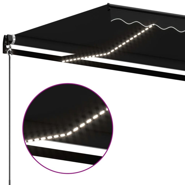 Copertină retractabilă manual cu LED, antracit, 500x350 cm