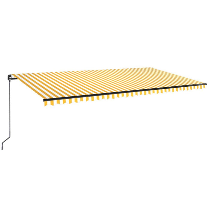 Copertină retractabilă manual cu LED, galben și alb, 600x350 cm