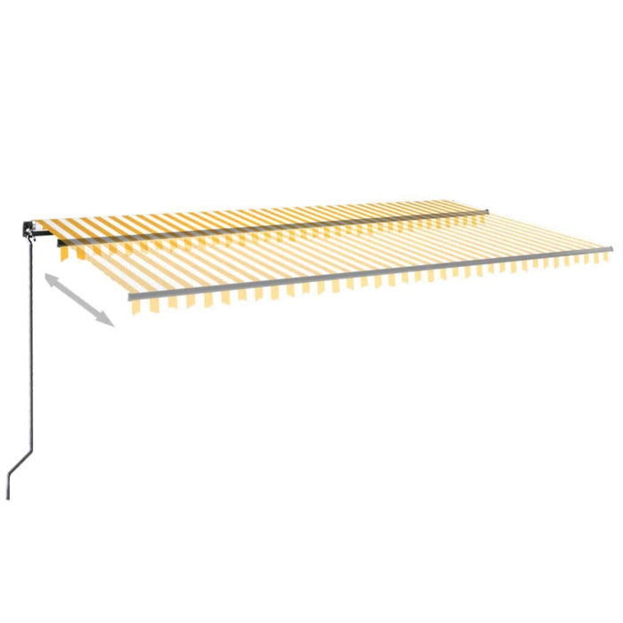 Copertină retractabilă manual cu LED, galben și alb, 600x350 cm