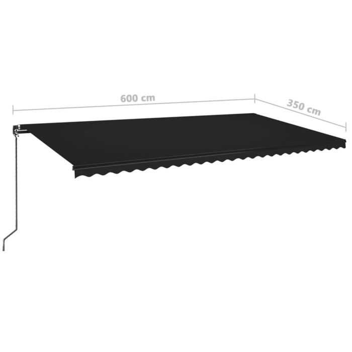 Copertină retractabilă manual cu LED, antracit, 600x350 cm