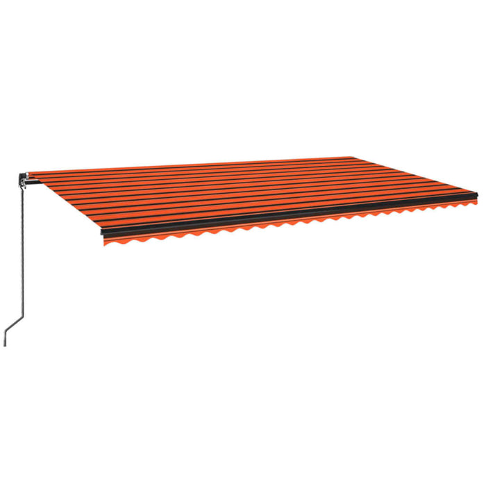 Copertină retractabilă manual, LED, portocaliu/maro, 600x350 cm