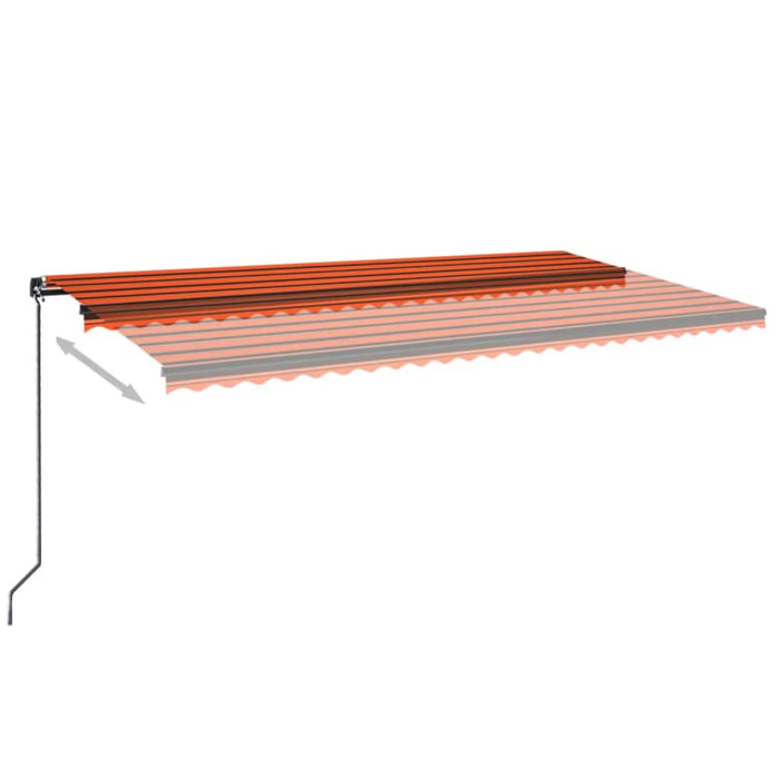 Copertină retractabilă manual, LED, portocaliu/maro, 600x350 cm