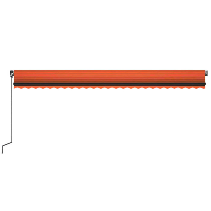 Copertină retractabilă manual, LED, portocaliu/maro, 600x350 cm