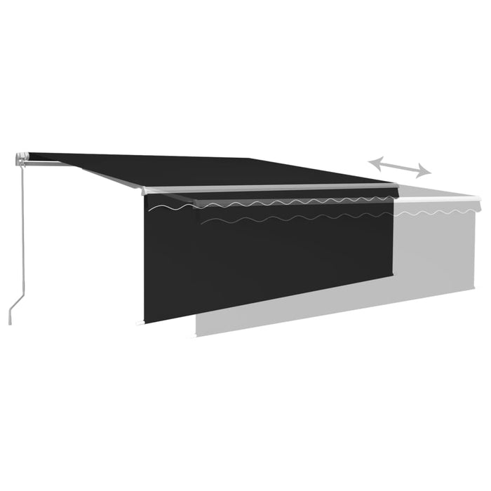 Copertină retractabilă manual cu stor & LED, antracit, 4x3 m