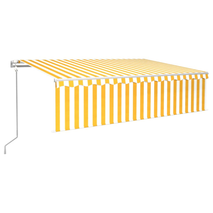 Copertină retractabilă automat cu stor, galben&alb, 6x3 m