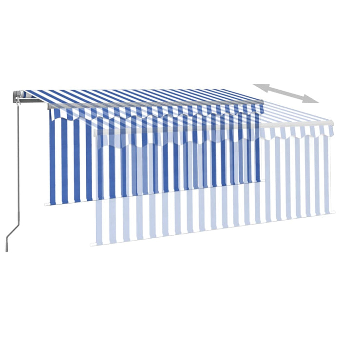 Copertină retractabilă manual cu stor&LED albastru&alb, 3x2,5 m