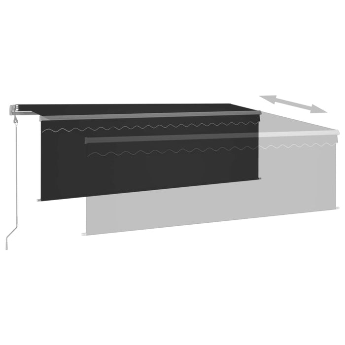 Copertină retractabilă automat cu stor, antracit, 4x3 m