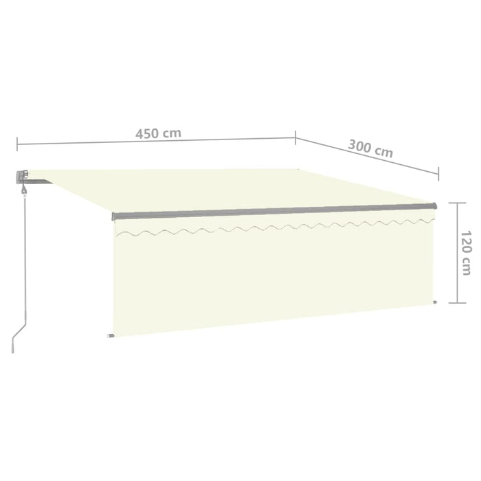 Copertină retractabilă automat cu stor, crem, 4,5x3 m