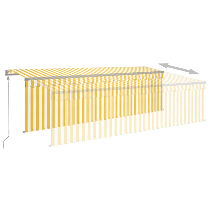 Copertină retractabilă automat stor&LED&senzor galben&alb 5x3m