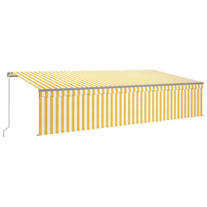 Copertină retractabilă manual cu stor, galben&alb, 6x3 m