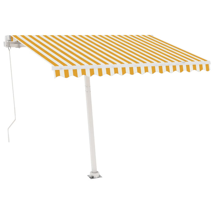 Copertină retractabilă manual, galben/alb, 300x250 cm