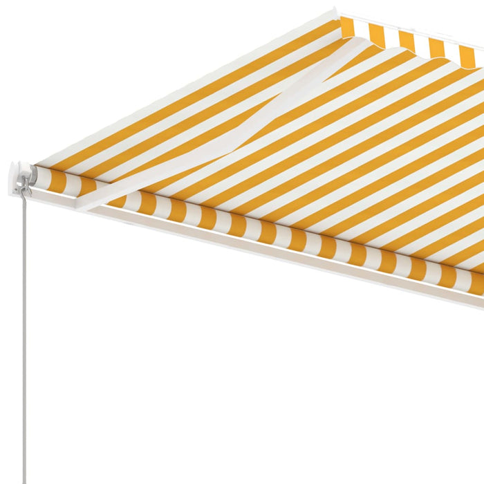 Copertină retractabilă manual, galben/alb, 300x250 cm