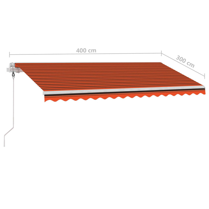 Copertină autonomă retractabilă automat oranj&maro, 400x300 cm