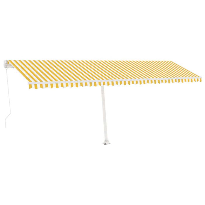 Copertină retractabilă manual cu LED, galben și alb, 600x300 cm