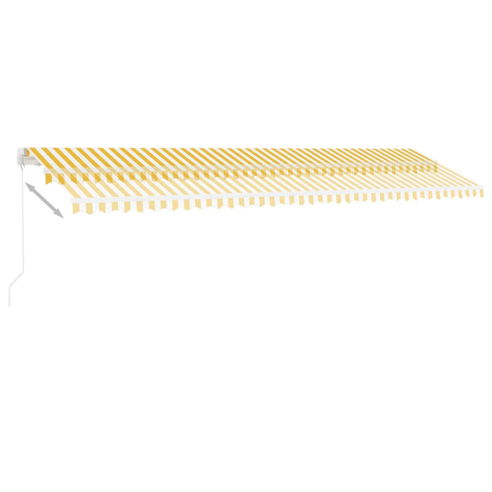 Copertină retractabilă manual cu LED, galben și alb, 600x300 cm