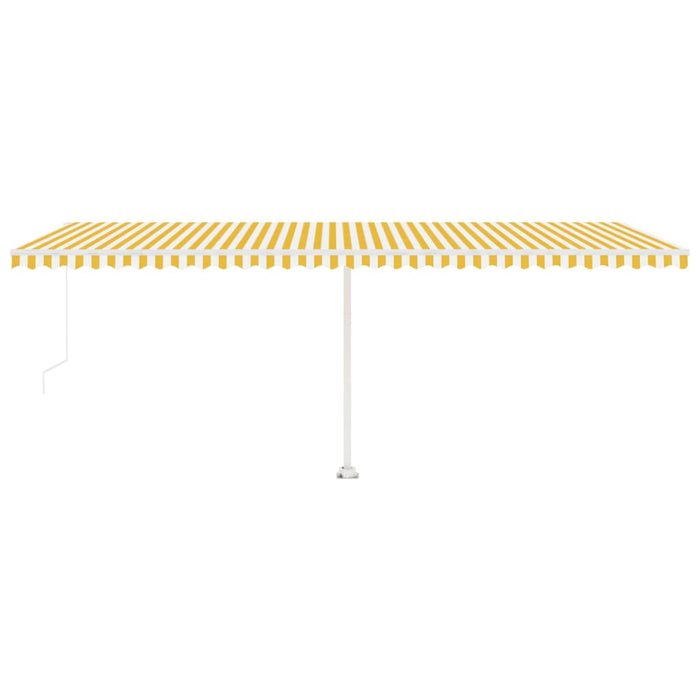 Copertină retractabilă manual cu LED, galben și alb, 600x300 cm