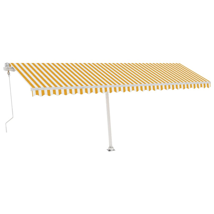 Copertină autonomă retractabilă automat galben&alb 600x300 cm