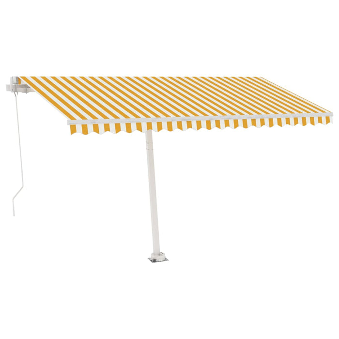 Copertină retractabilă manual cu LED, galben și alb, 450x350 cm