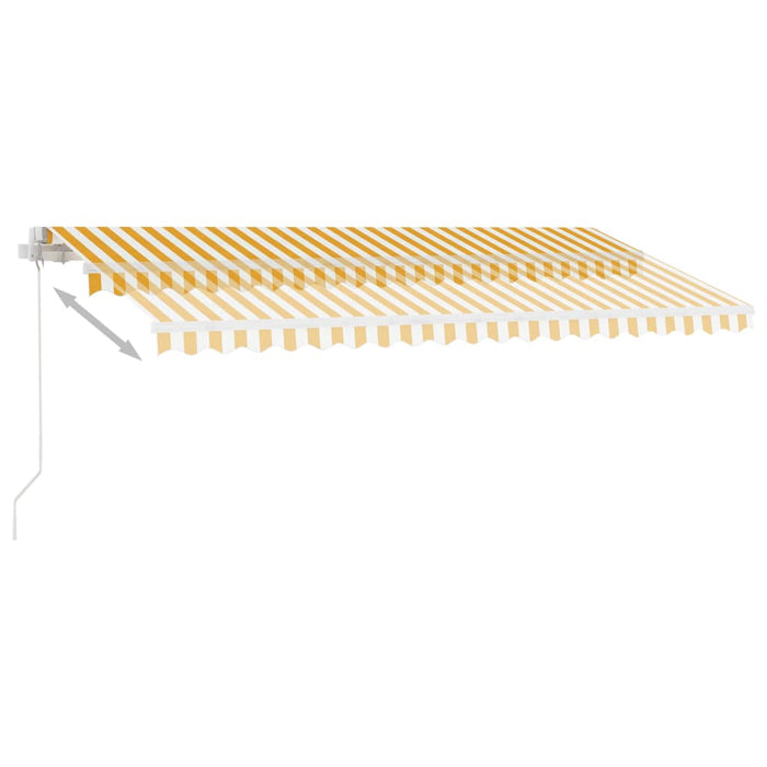 Copertină retractabilă manual cu LED, galben și alb, 450x350 cm