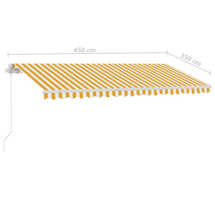 Copertină retractabilă manual cu LED, galben și alb, 450x350 cm