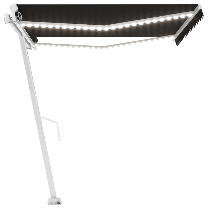 Copertină retractabilă manual cu LED, antracit, 450x350 cm