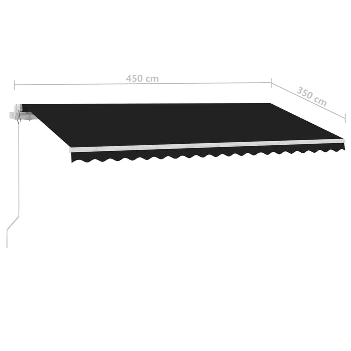 Copertină retractabilă manual cu LED, antracit, 450x350 cm