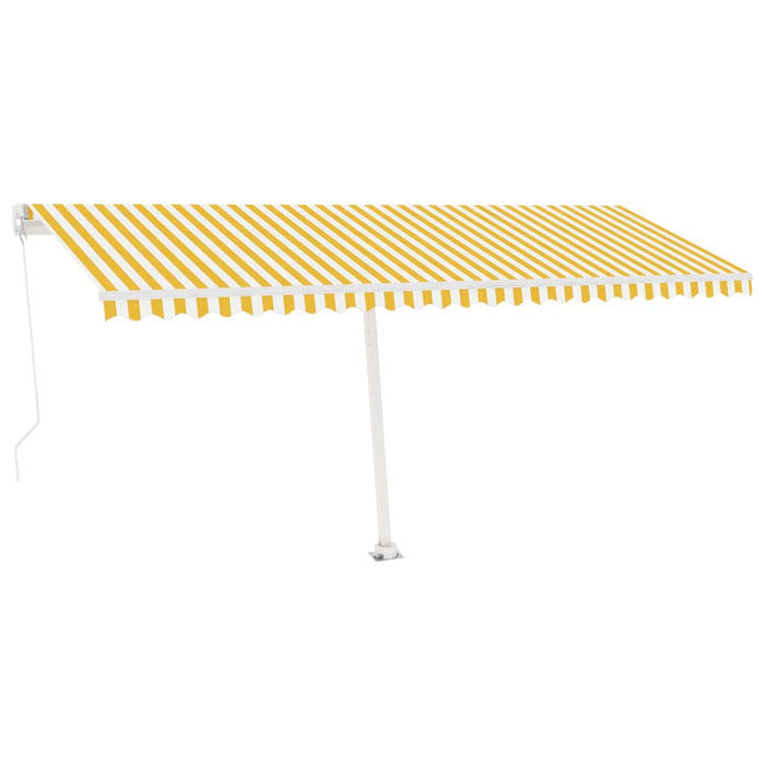 Copertină retractabilă manual cu LED, galben și alb, 500x350 cm