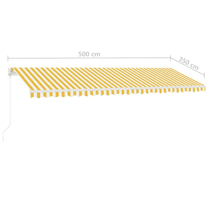 Copertină retractabilă manual cu LED, galben și alb, 500x350 cm