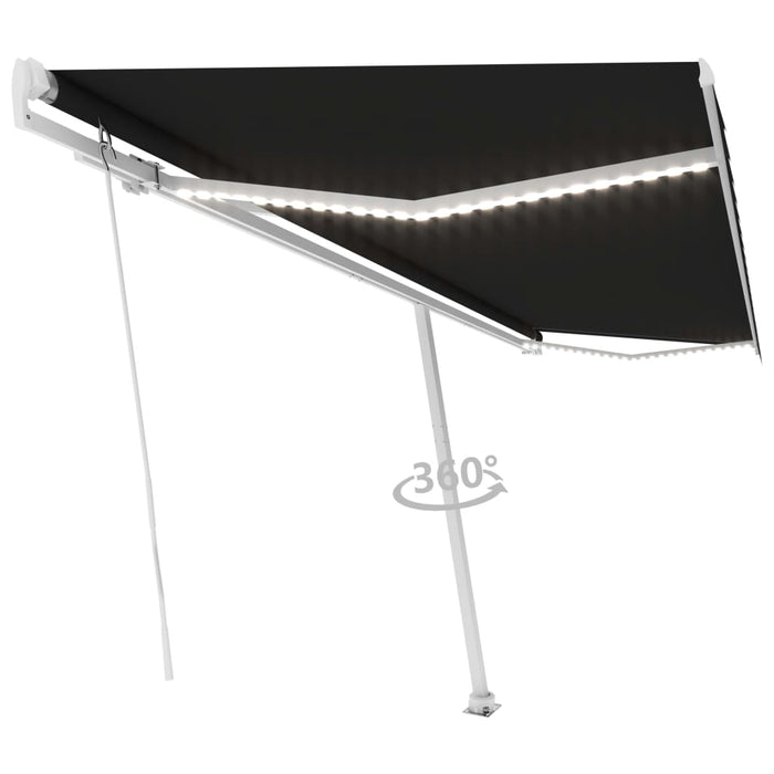 Copertină retractabilă manual cu LED, antracit, 500x350 cm