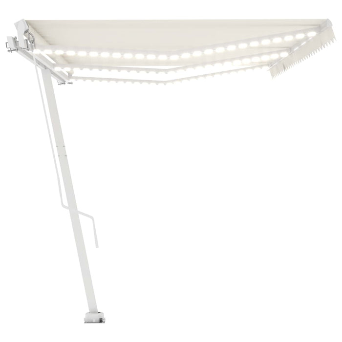 Copertină retractabilă manual cu LED, crem, 600x350 cm