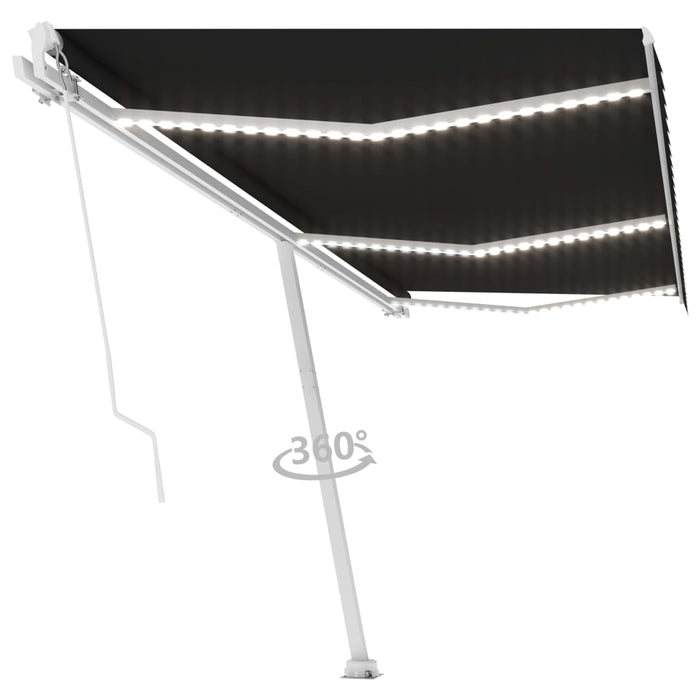 Copertină retractabilă manual cu LED, antracit, 600x350 cm