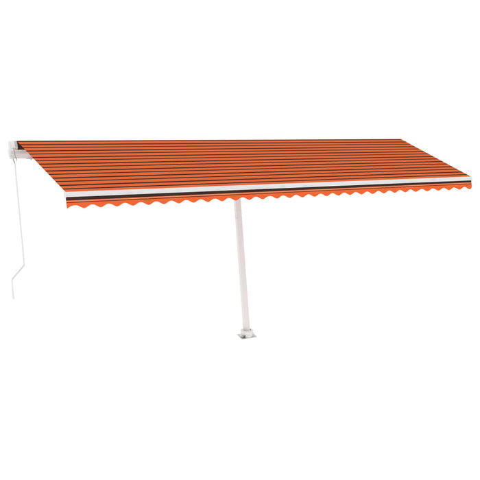 Copertină retractabilă manual, LED, portocaliu/maro, 600x350 cm