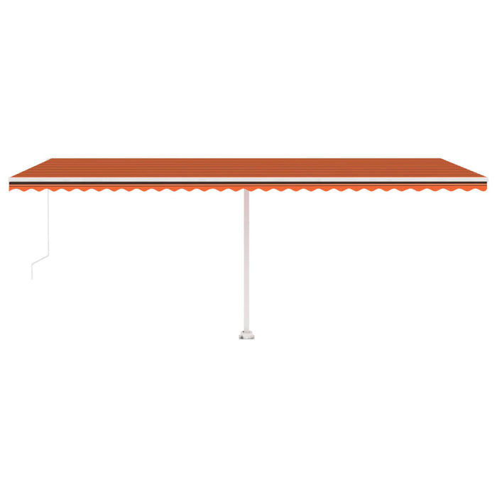 Copertină retractabilă manual, LED, portocaliu/maro, 600x350 cm