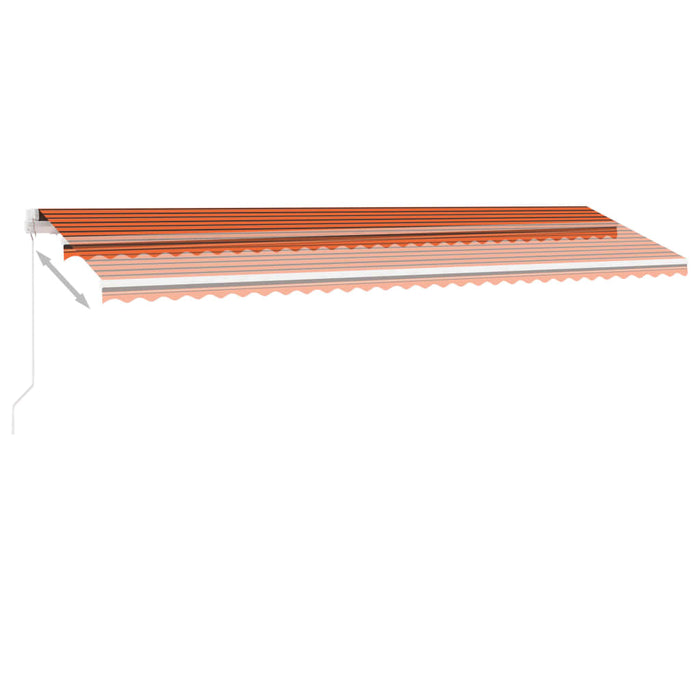 Copertină retractabilă manual, LED, portocaliu/maro, 600x350 cm