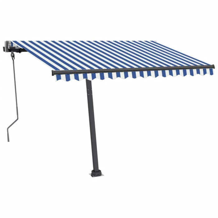 Copertină autonomă retractabilă automat albastru&alb 300x250 cm