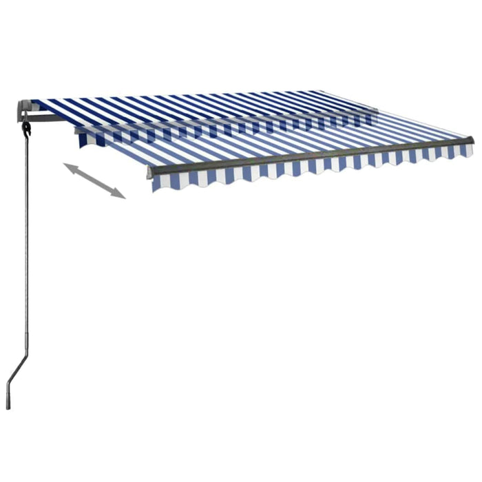 Copertină autonomă retractabilă automat albastru&alb 300x250 cm