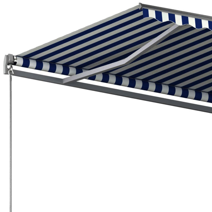 Copertină autonomă retractabilă automat albastru&alb 300x250 cm